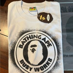 Bape White and Black Short Sleeve Tee